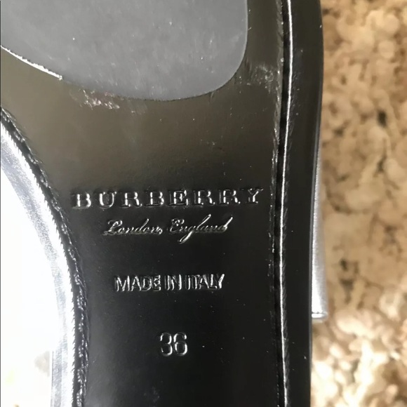 Burberry Silver Leather Cheltown Slingback Sandals - Picture 7 of 7